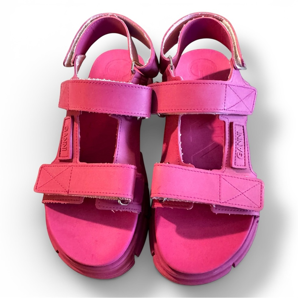 Ganni Hot Pink Chunky Platform Sandals - Picture 7 of 14